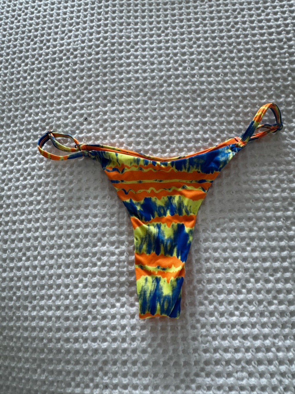 Tie-Dye Orange, Blue & Yellow Bikini Bottom — Women's Swim